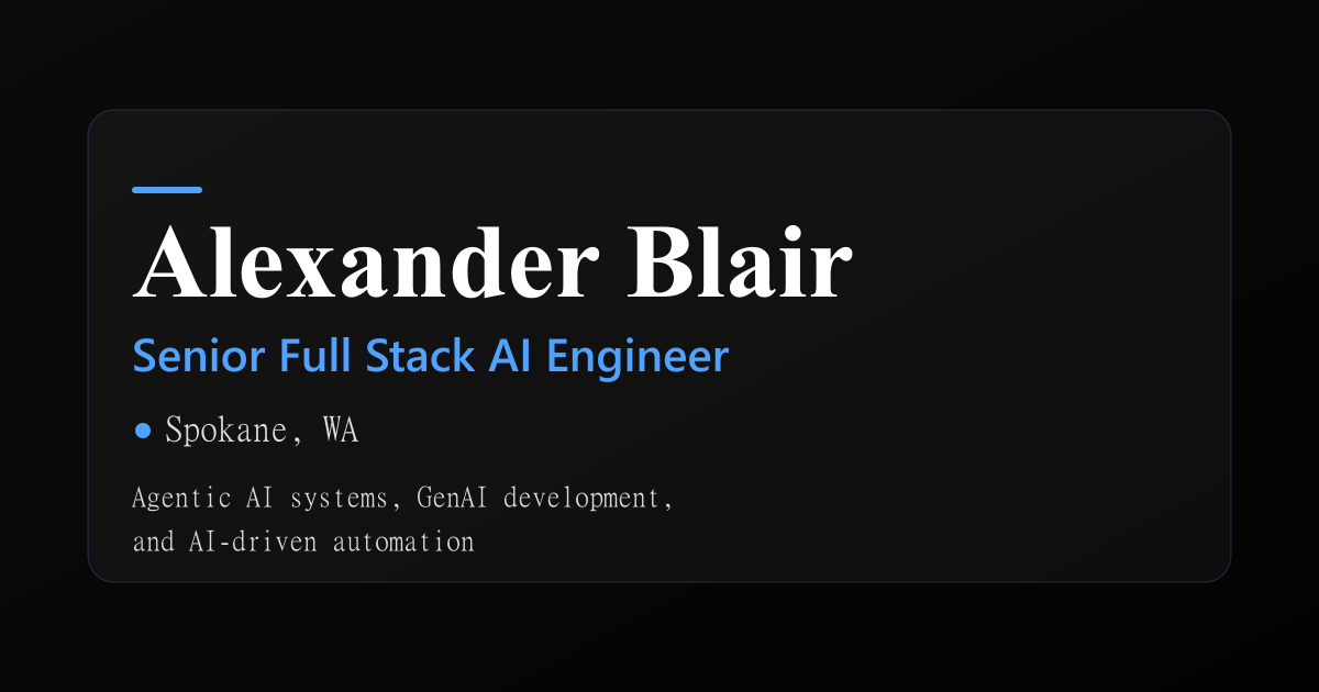 Joshua Robinson - Senior Full Stack AI Engineer | Seattle, WA