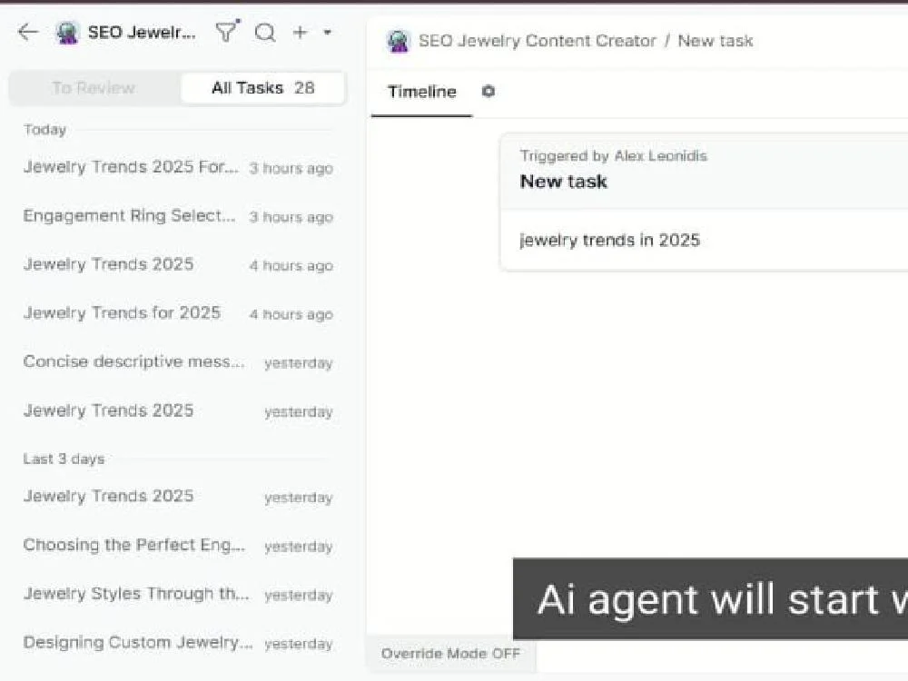 Screenshot of Content Automation with Relevance.AI